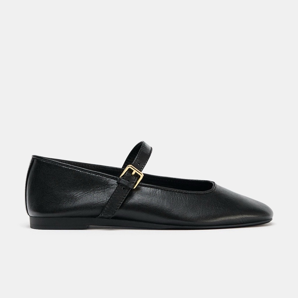 *giving The Row* Black Leather Mary Jane